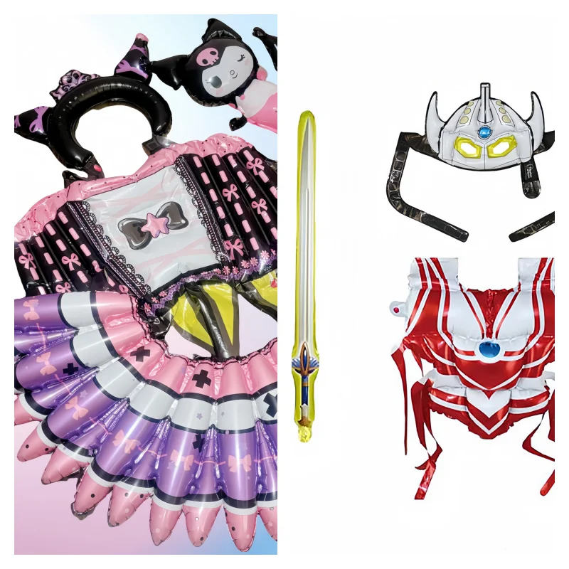 Sanrio Anime Kuromi Balloon Skirt Set Girl Lolita Princess Dress Party Inflatable Toy Cute Girly Heart