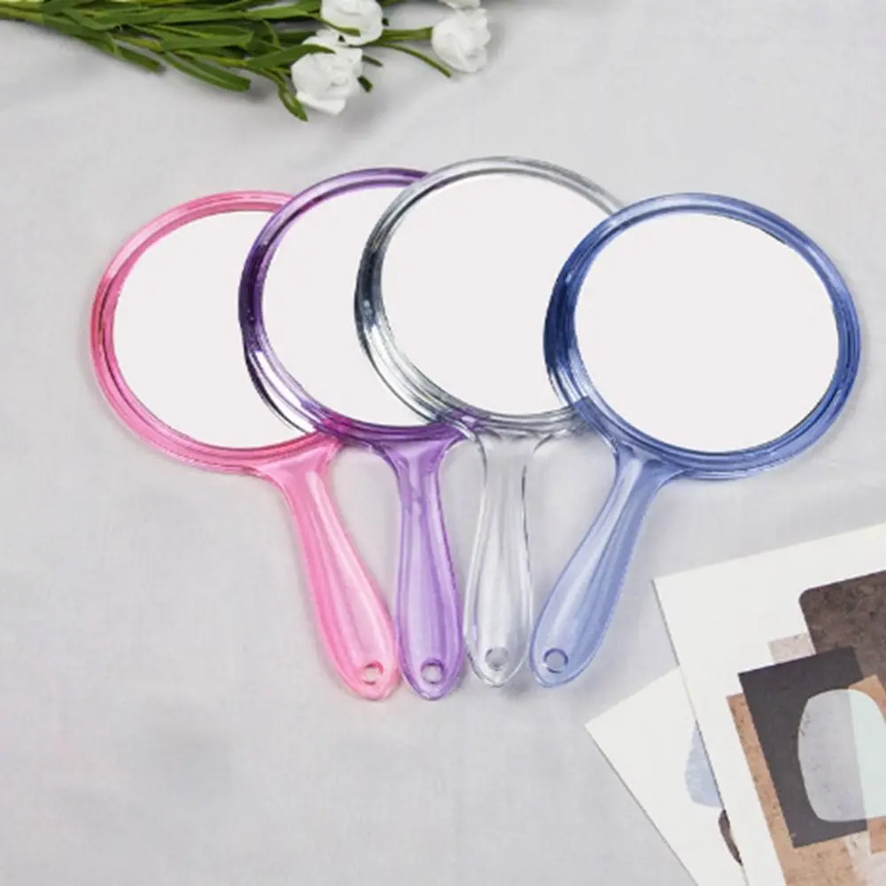 

Transparent Handle Double-sided Mirror High-definition Handheld Beauty Makeup Mirror Smooth Plastic 3x Magnifying Mirror