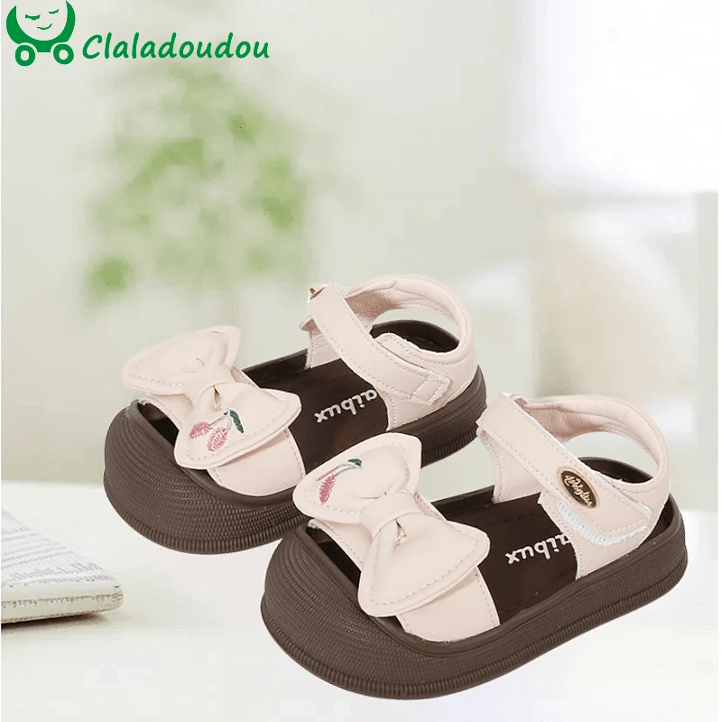 

12-16cm Toddler Girls Summer Shoes Soft Bowtie-knot Beach Sandals For Infant Woman ,0-3years Little Pirncess Walkers For Outside