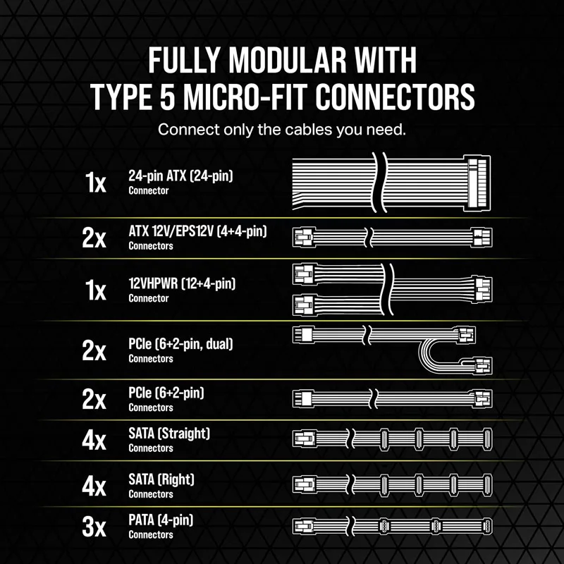 Corsair SF850L Fully Modular Low-Noise SFX Power Supply ATX 3.0 & PCIe 5.0 Compliant Quiet 120mm PWM Fan 80 Plus Gold Efficiency