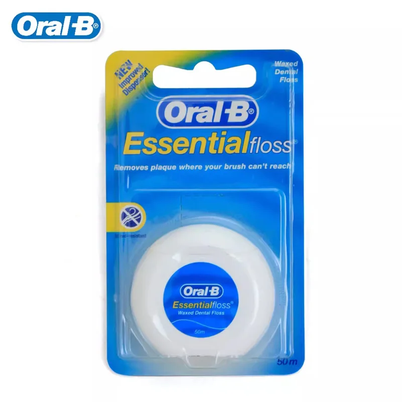 Oral B 50 Meters Essential Floss Waxed Dental Floss Portable Tooth Deep Cleaning Flosser Oral Hygiene Care