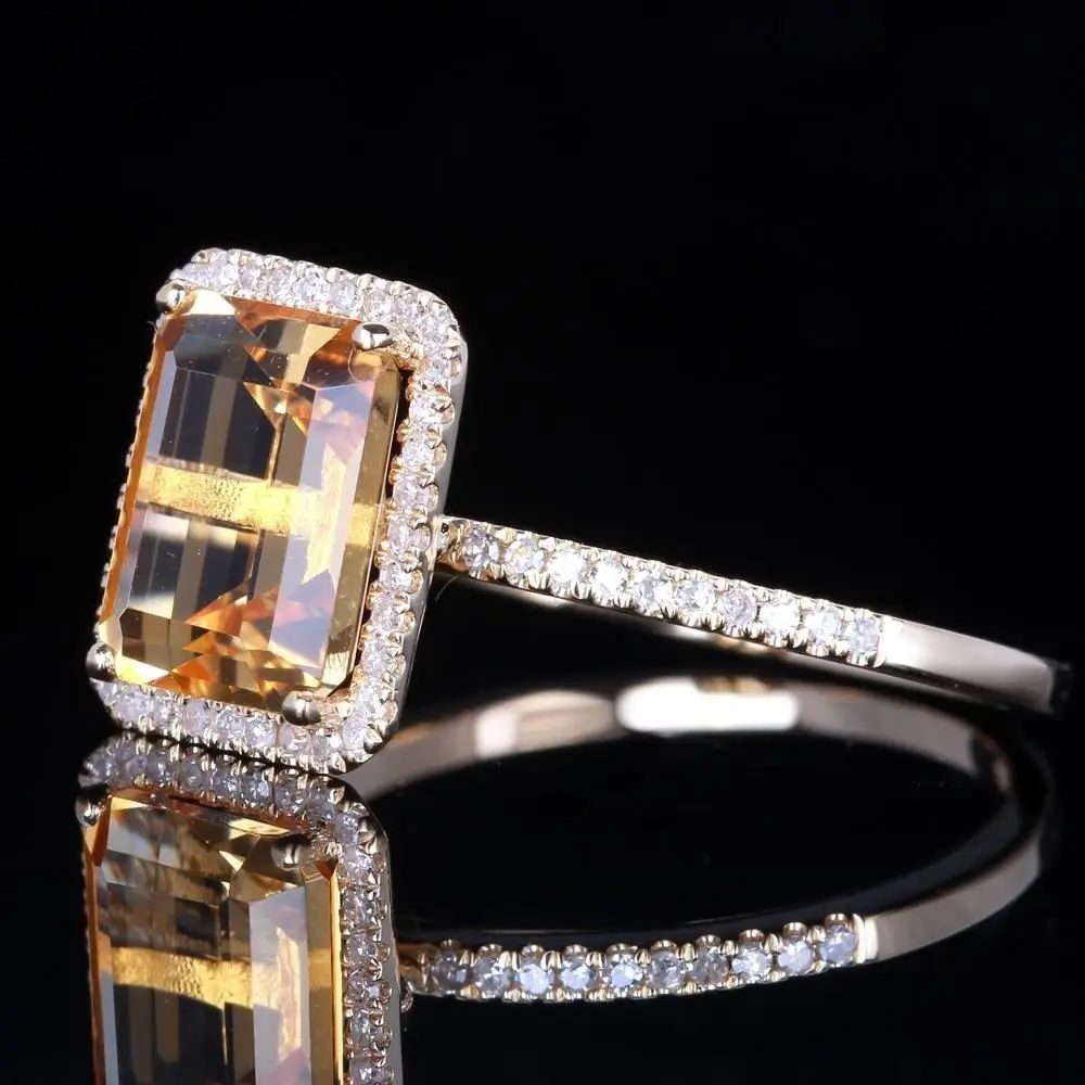 Hot Sale S925 Sterling Silver Ring Fashion Champagne Square Diamond Engagement Ring With Micro Set Yellow Gemstone