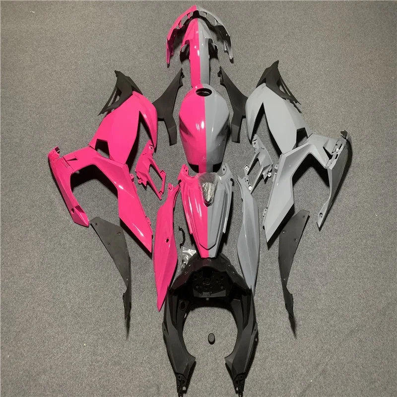 New ABS Injection Plastics Full Fairings Kit forNinja400 Ninja 400 ZX-4R 2018 2019 2020 Bodywork Set pink grey Fuel tank cover