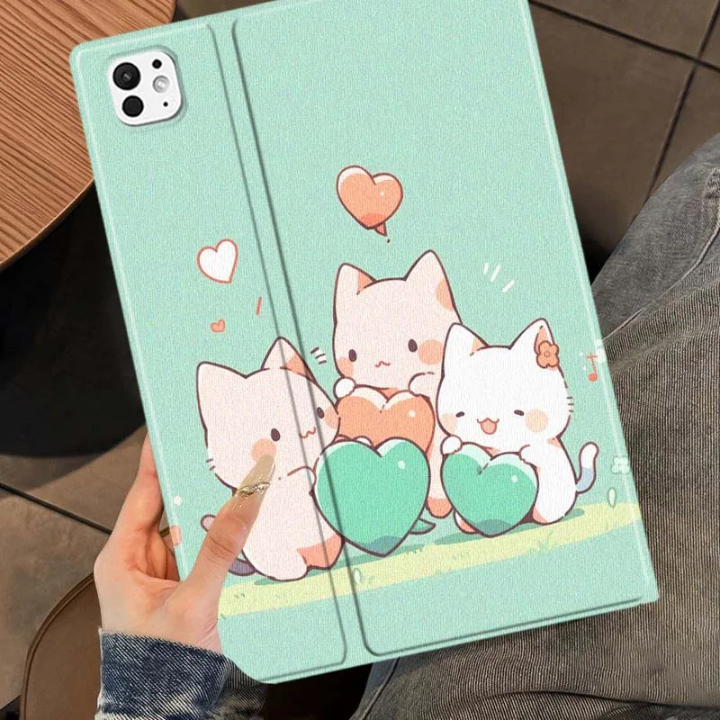 Two cats red flower pot For iPad Pro Air 5 4 3 13 11 8 7 6 5 10th 7th 6th 10.5 12.9 10.9 Tablet Case