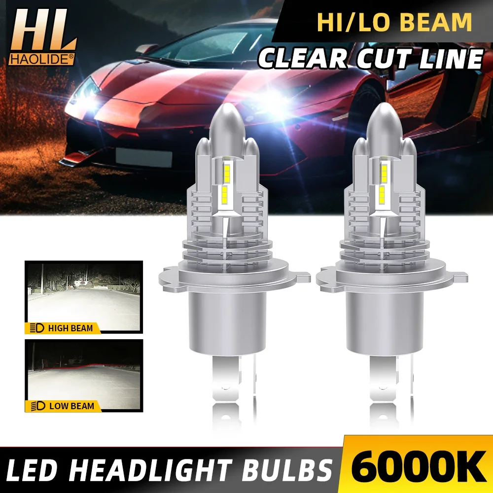HAOLIDE 2pcs Mini Size LED Headlight Bulbs H7 H4 H11 9005 9006 Bright Upgrade IP68 Auto Led Car Bulbs Fanless off-road use