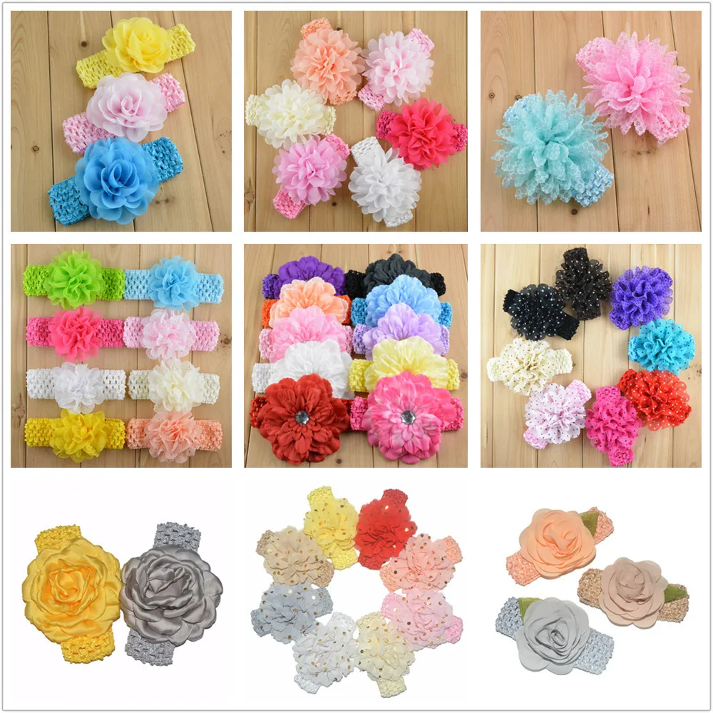 

150pcs Wholesale Korean Silk Headband With Peony Flower Baby Headband Chiffon Girls Headband Kids Headwear In Stock Wholesale