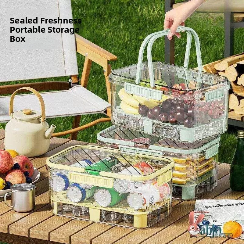 Portable Ice Bag Water Filter Box Freshness Preservation Handheld Outdoor Camping Large Capacity Picnic Lunchbox Sealed Fruit