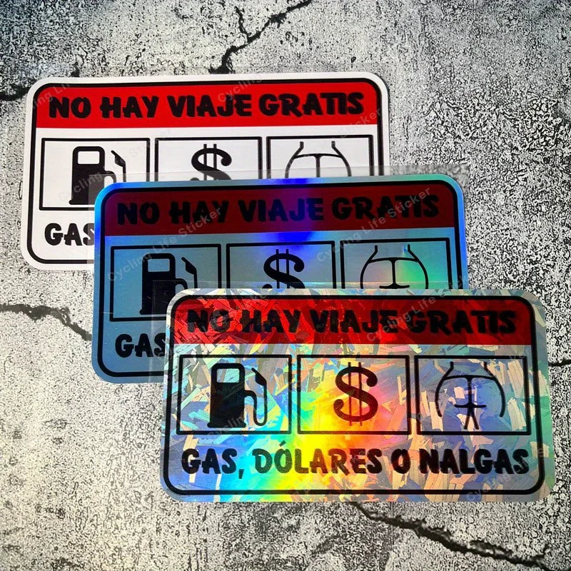 قطعة واحدة من ملصقات السيارات ذات العبارة الإسبانية - ثلاثية الأبعاد، مع محطة للغاز، أوراق الدولار والغنيمة #1