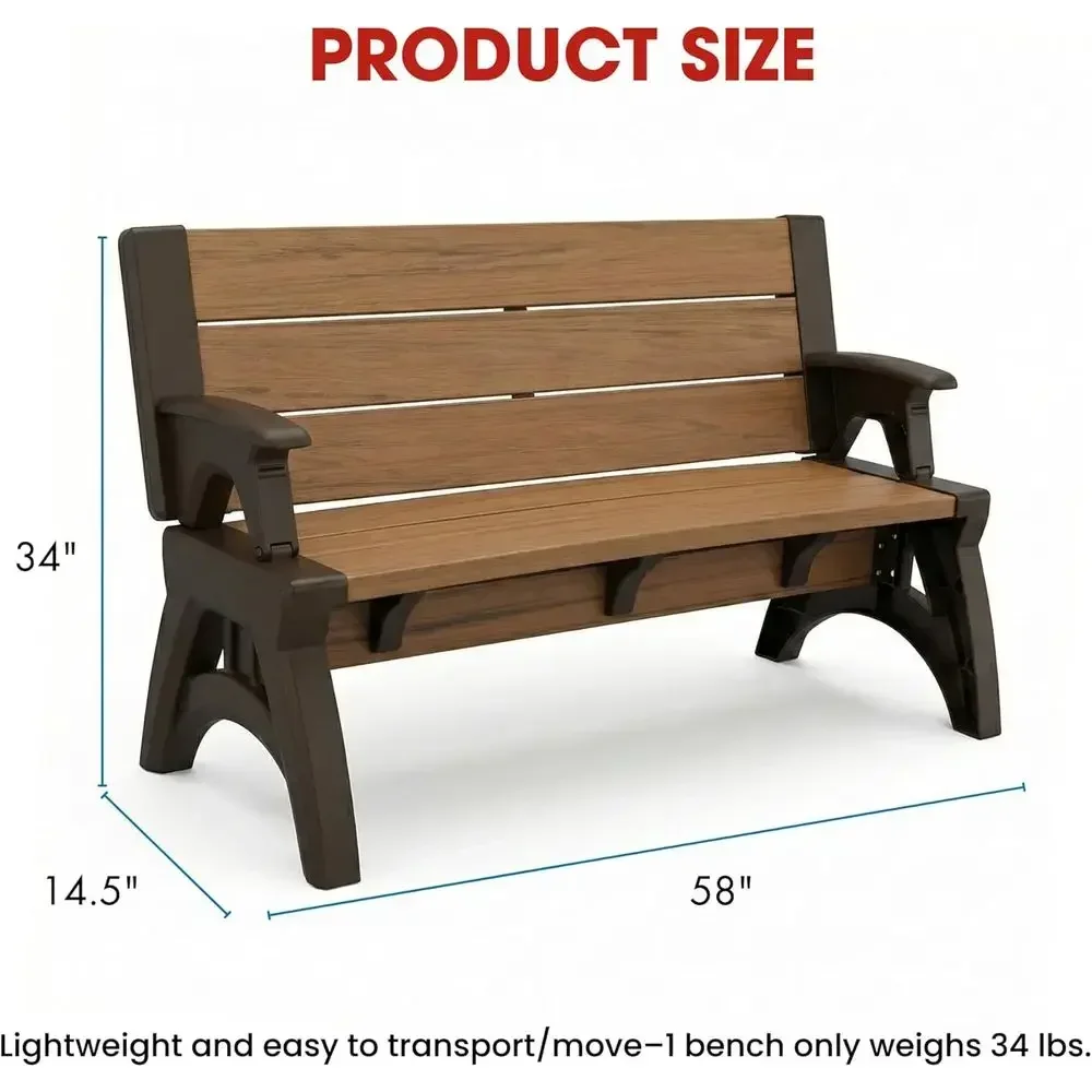 Versatile Outdoor Bench and Picnic Table Combo - Durable, Weatherproof Seating for Patio, Lawn, or Deck - Easy Assembly