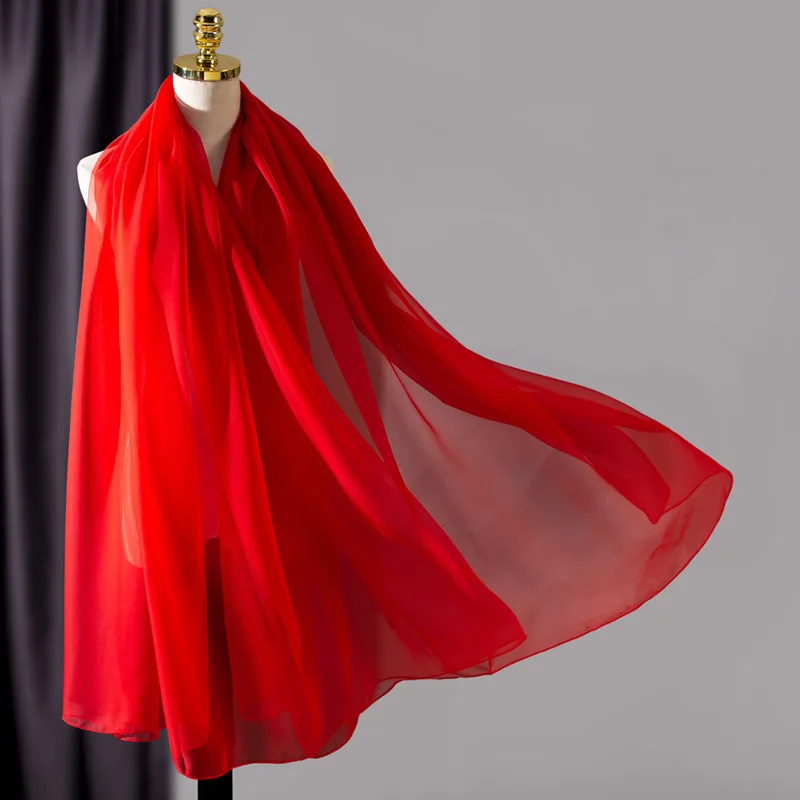 Korean Solid Transparent Chiffon Travel Holiday Beach Towel Sunscreen Shawl Female Summer Air Conditioning Ice Silk Scarf M10