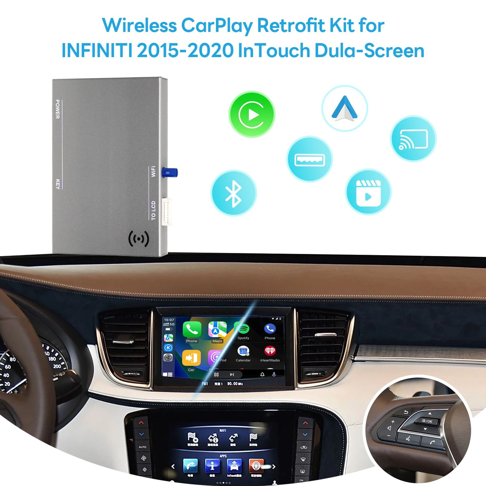 Wireless Carplay Video Interface And Android Auto Special For INFINITI Q50 QX50 QX60 Patrol Pathfinder 2018+