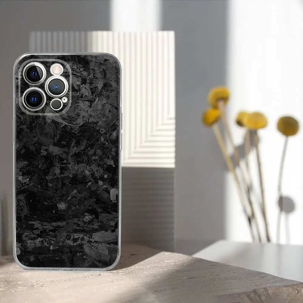 Carbon Fiber Pattern Painting Phone Case For iPhone 17,16,15,14,13,12,11 Pro,Max,Plus,X,XS,XR,SE4,E Mini Transparent Soft Cover
