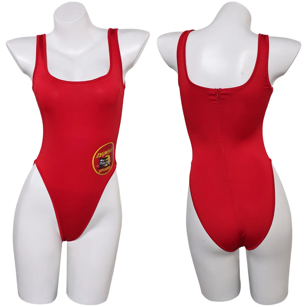 CJ Parker Cosplay Swimsuits Costume 1989 TV Baywatch Red Bikini Swimwear Fantasia Roleplay Women Set Summer Beach Costume Men