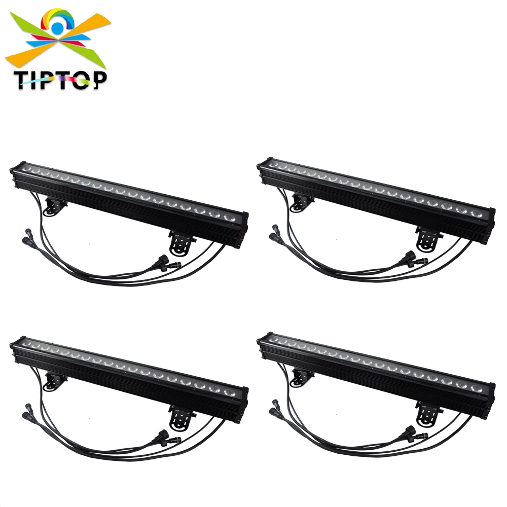 Factory Sales 4 Unit 18x18W RGBWAP Color Outdoor Led Long Bar Light 6CH/10CH Aluminum Shell IP65 Building Park Decoration