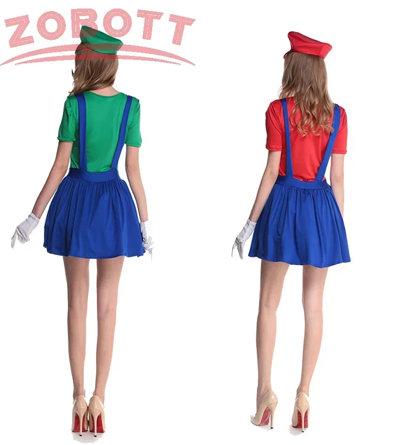 Anime Super Luigi Brothers Cosplay Adult Men and Women Boys Girls Jumpsuit Beard Hat Set Halloween Costume Props