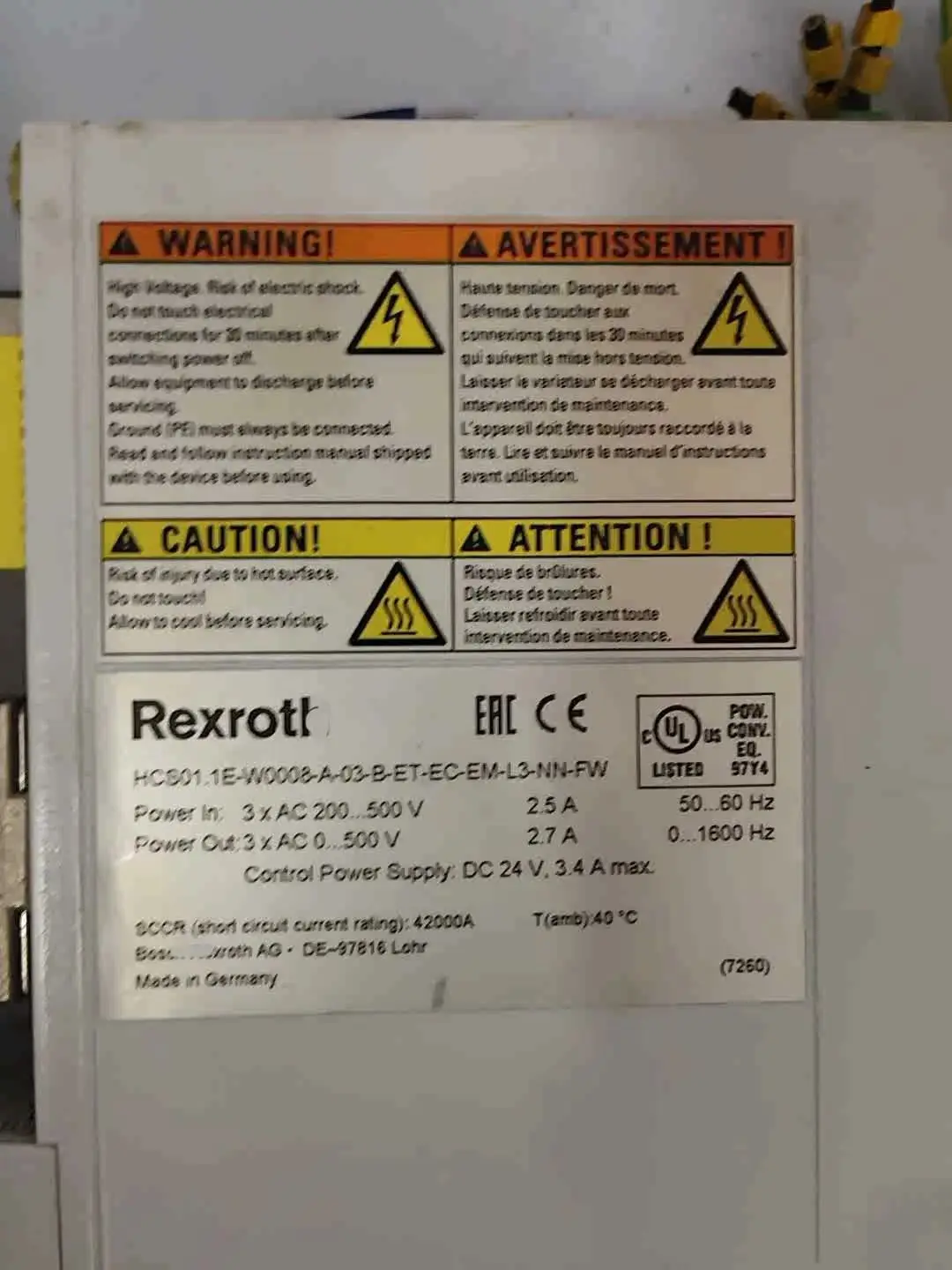 Controlador de servoaccionamiento HCS01.1E-W0008-A-03-B-ET-EC-EM-L3-NN-FW para Rexroth