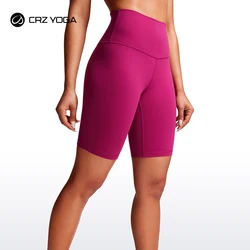 CRZ YOGA Womens Butterluxe spodenki dla motocyklisty 8 cali-wysokie zwężone trening bieganie siatkówka Spandex spodenki do jogi