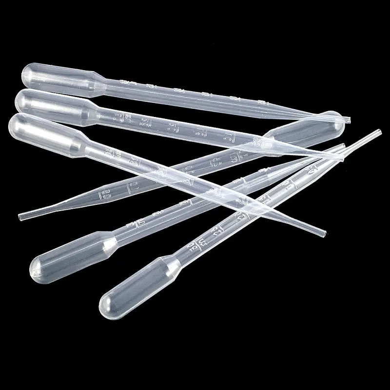 100Pcs 1/2/3/5/10ML Laboratory Pipette Plastic Disposable Graduated Pasteur Pipette Dropper Polyethylene Makeup Tools