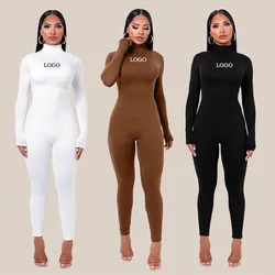 Customized LOGO 2023 Autumn/Winter New Tight Long Sleeve Plush Jumpsuit Women's Yoga Bodysuit  rompers womens jumpsuit