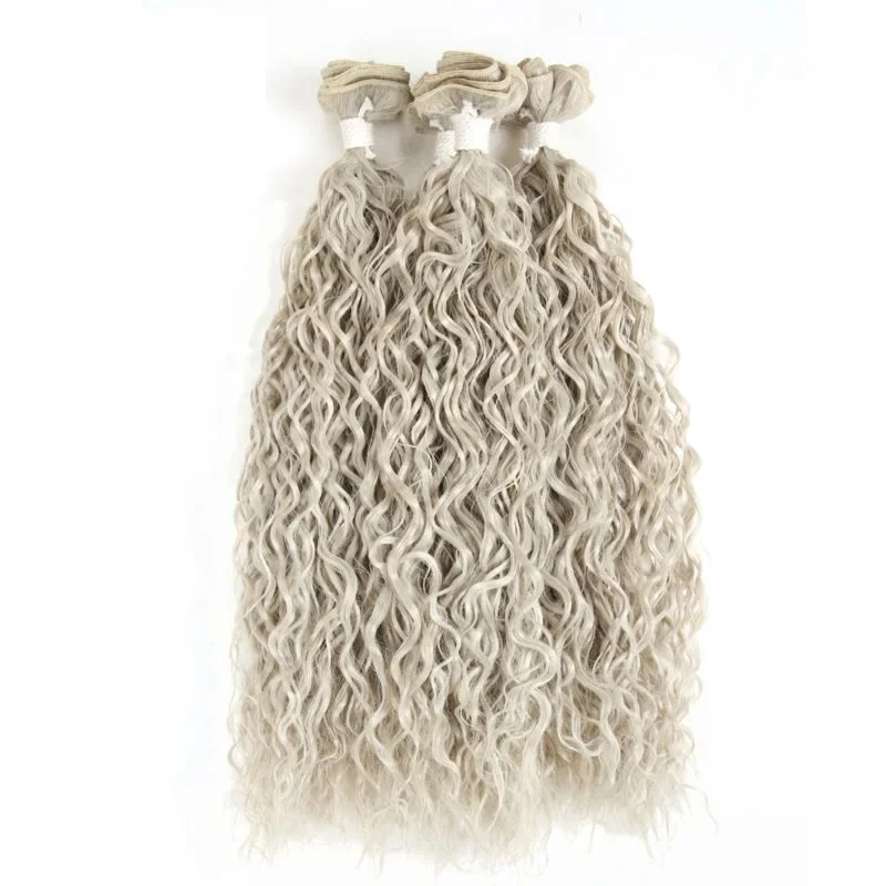 Lydia Synthetic Dancing Curly Weaving 3Packs/Lot 18"-22" Graysilver With Weft Wavy Bundles Jerry Curl Hair Extensions Bohemain view 2