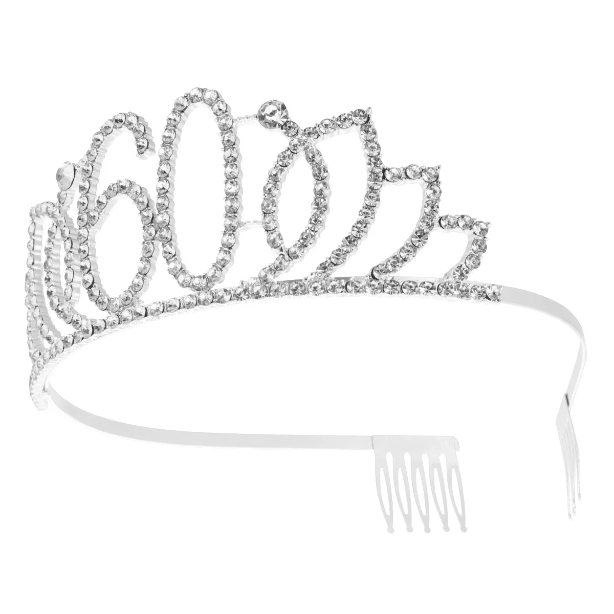 Birthday Headband 60 Silver Elegant Crown Delicate Craft Cake Decoration Hair Accessory Women Girls Celebration