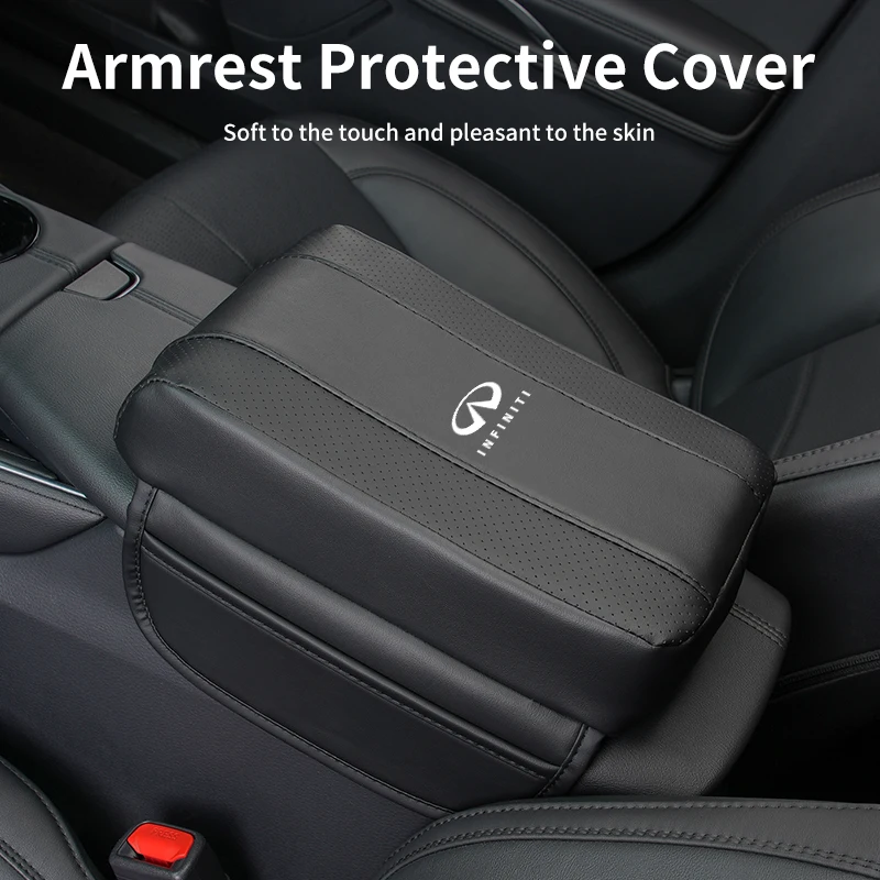 Car Armrest Box Booster Pad with Storage Bag Auto Accessories For Infiniti Q50 FX35 Q30 G37 Q70 QX70 G35 Q60 QX50 QX60 QX80 QX30