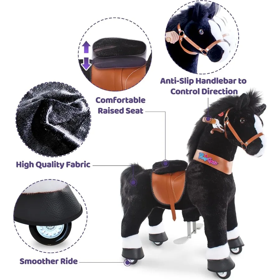 Kids Riding Toys Horse Ride-on Pony Rider (with Brake/ 36" Height/Size 4 for Age 4-7) Riding Walking Horse Toy Plush Giddyup