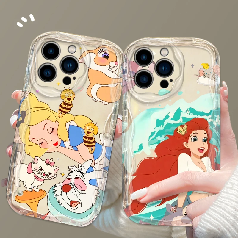 

Disney Alice Princess Ariel For Apple iPhone 15 14 13 12 11 XS XR X Pro Max Plus Wave Oil TPU Phone Case