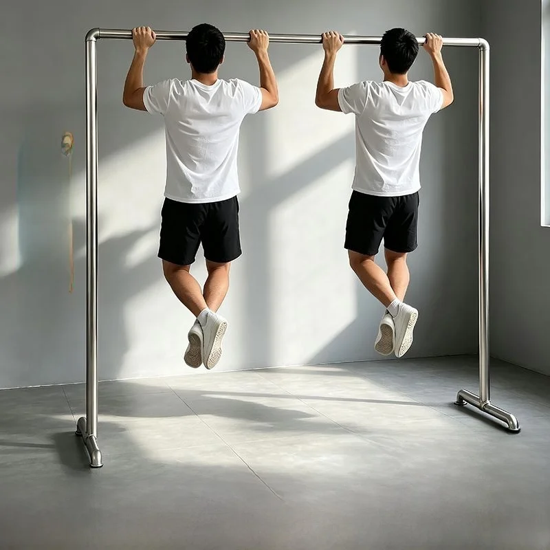 Thickened Double Rod Clothesline Stand Indoor Outdoor Balcony Free Standing Iron Tube Clothes Drying Rack Simple Design