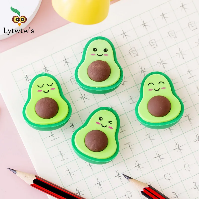 1 Uds. Lindo Kawaii aguacate estudiante papelería escuela Oficina suministros borradores regalo creativo lápiz goma borrador