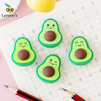 1 PCS Cute Kawaii Avocado Student Stationery School Office Supplies Erasers Gift Creative Pencil Rubber Eraser