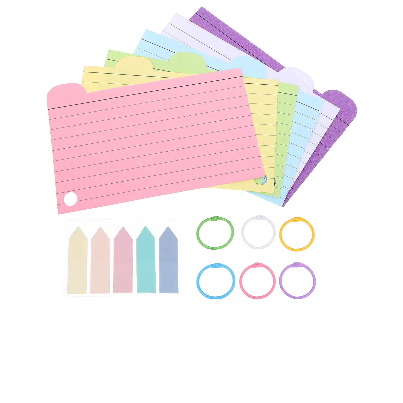 1Set Index Cards Punchhole Ring Notebook Writing Paper Study Flashcards Learning Supplies College Study Essentials