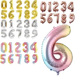 16/32/40inch Gold Sliver Rose  Number Balloon Birthday Wedding Party Decorations Foil Balloons Kid Boy toy Baby Shower