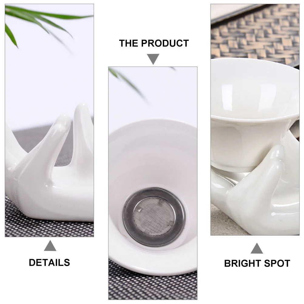 

2Sets Ceramic Tea Filter Strainer Porcelain Guanyin Hand Holder Practical Chinese Tea Set Teapot Accessories