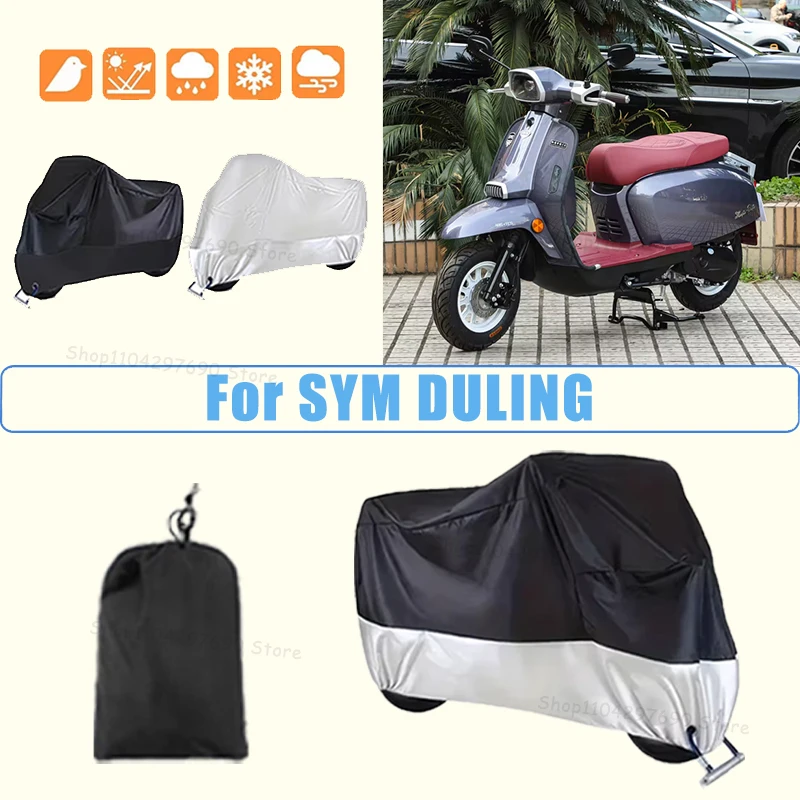 210D Oxford Motorcycle Cover Waterproof All Season UV Protection For SYM DULING Anti-Tear Windproof Motorbike Cover