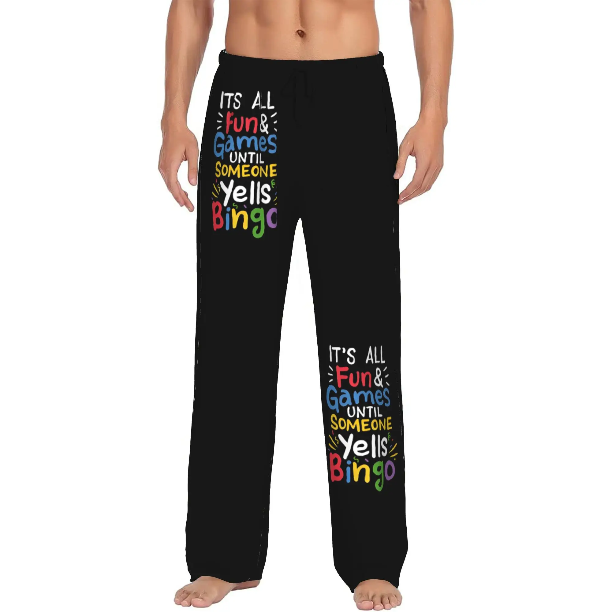 Custom Men Bingo Pajama Pants Print Group Game Sleep Sleepwear Bottoms with Pockets