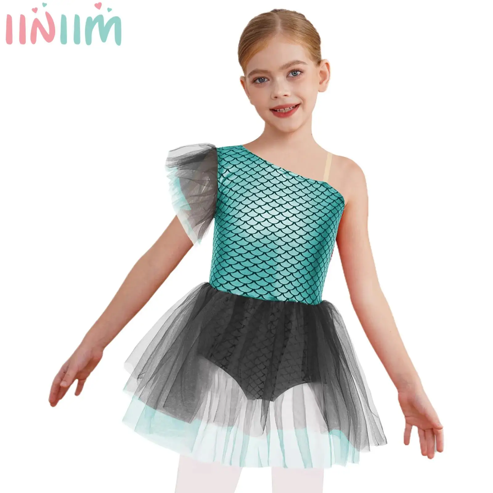 

Детское балетное гимнастическое трико для девочек, платье-русалка, костюм принцессы балерины без рукавов, танцевальная одежда принцессы для фигурного катания на коньках