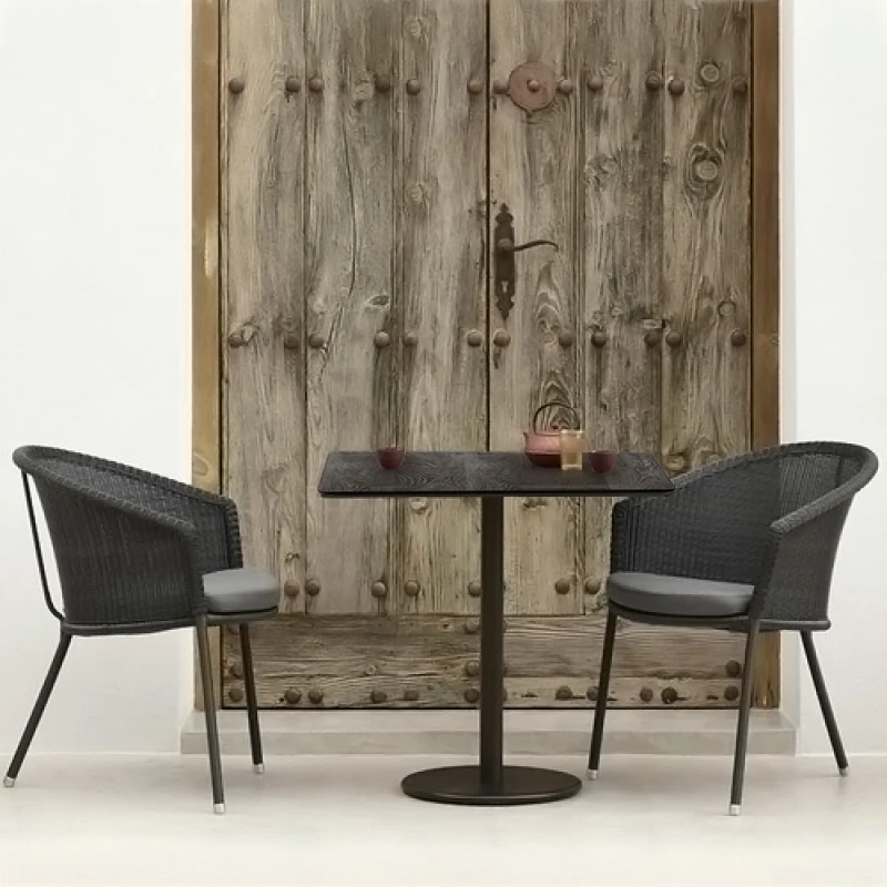 Black Square Cafe Table with Metal Base Dining Table Kitchen Table