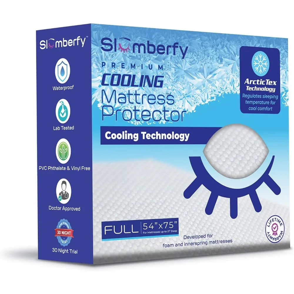 

Full Size Waterproof Cooling Mattress Protector by - Premium Skin-Safe Cover, Natural Fabric with ArcticTex Technology, Noisele