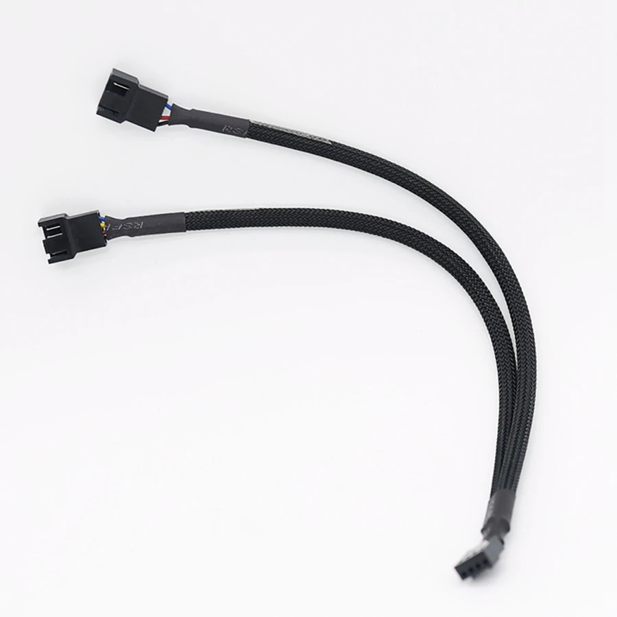 Kabel adaptor ekstensi PC komputer, 1 hingga 2 cara kepang kabel Y Splitter 3/4 Pin PWM Pria kipas konektor