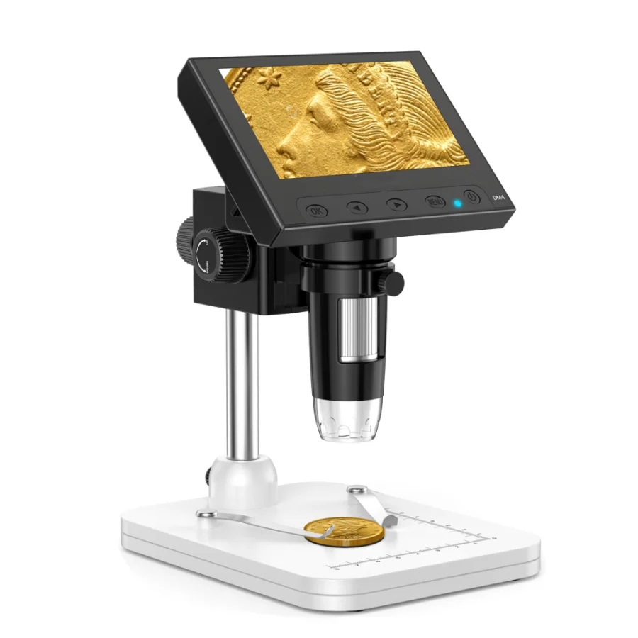 4.3 Inch LCD Soldering Digital Microscope1000X Coin Magnifier with 8 Adjustable LED Lights PC View Compatible with Windows