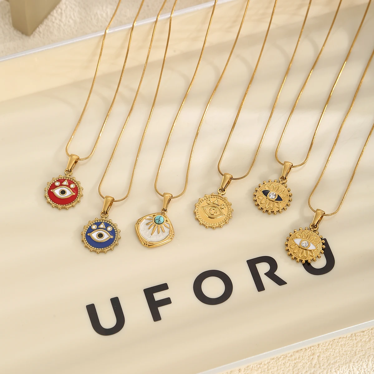 SOVOB العصرية روك الراب نمط عين الشر قلادة قلادة موضة الشارع الهيب هوب للنساء والرجال مطلية بالذهب المختنق اكسسوارات #4