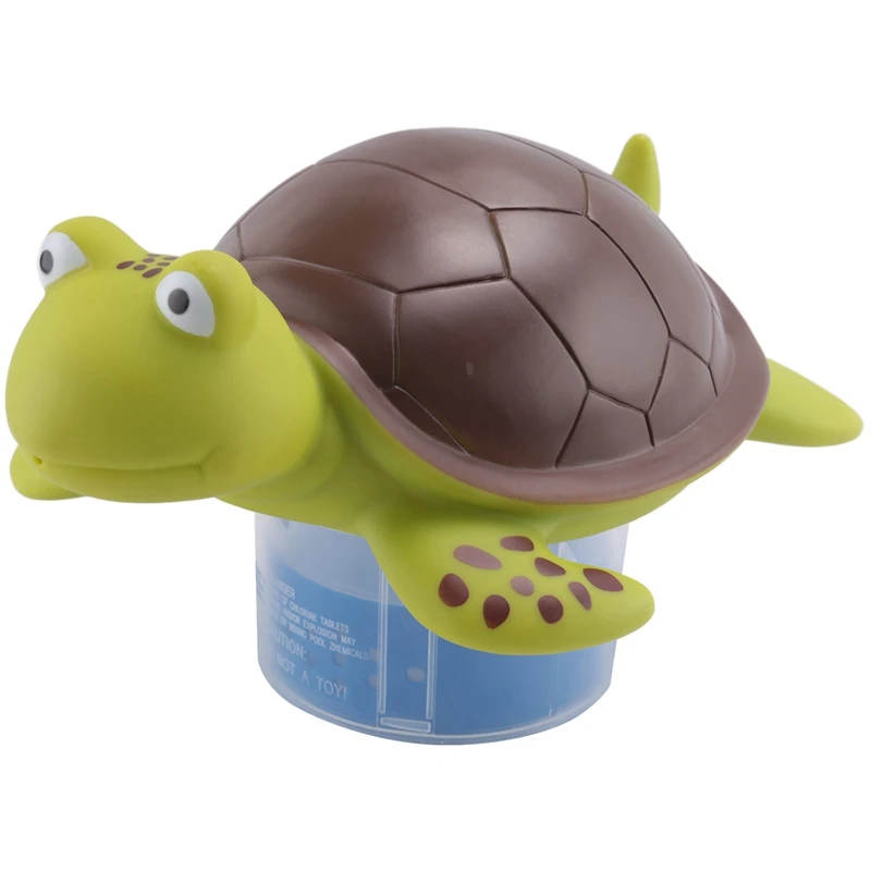 Turtle Floating Pool Chlorine Dispenser Fun Cute 10 Inch Green Turtle Animal Floater Decoration