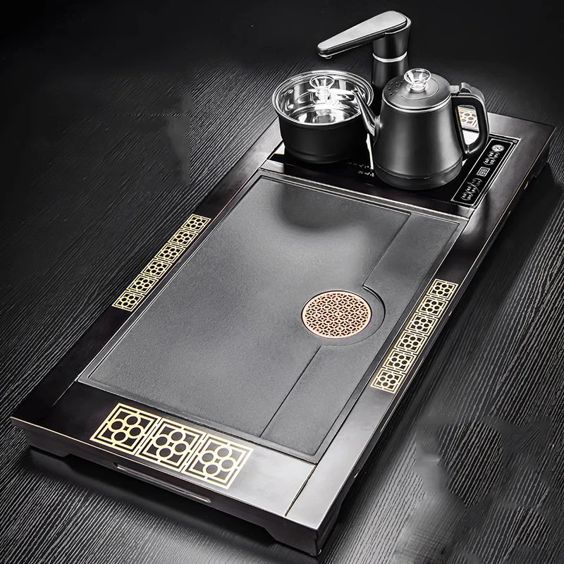 

Черный сервировочный поднос для чая, деревянный шкаф, капельный дренаж, декоративные аксессуары, поднос для чая, кухня, гостиная, бандажи, украшение для дома