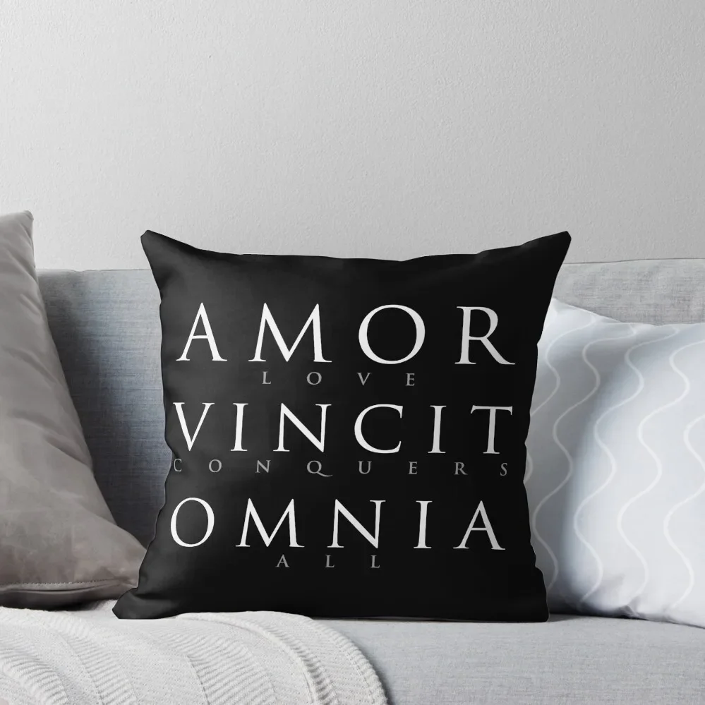 

Latin Quote: Amor Vincit Omnia Throw Pillow Covers For Sofas Decorative Sofa Cushions Cushion Child Pillows Aesthetic pillow