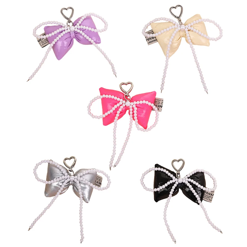 

Elegant Bow Leather Bag Pendant Keychain Fashion Mobile Phone Pendant Korean Sweet Women's Backpack Decoration Accessories Gift