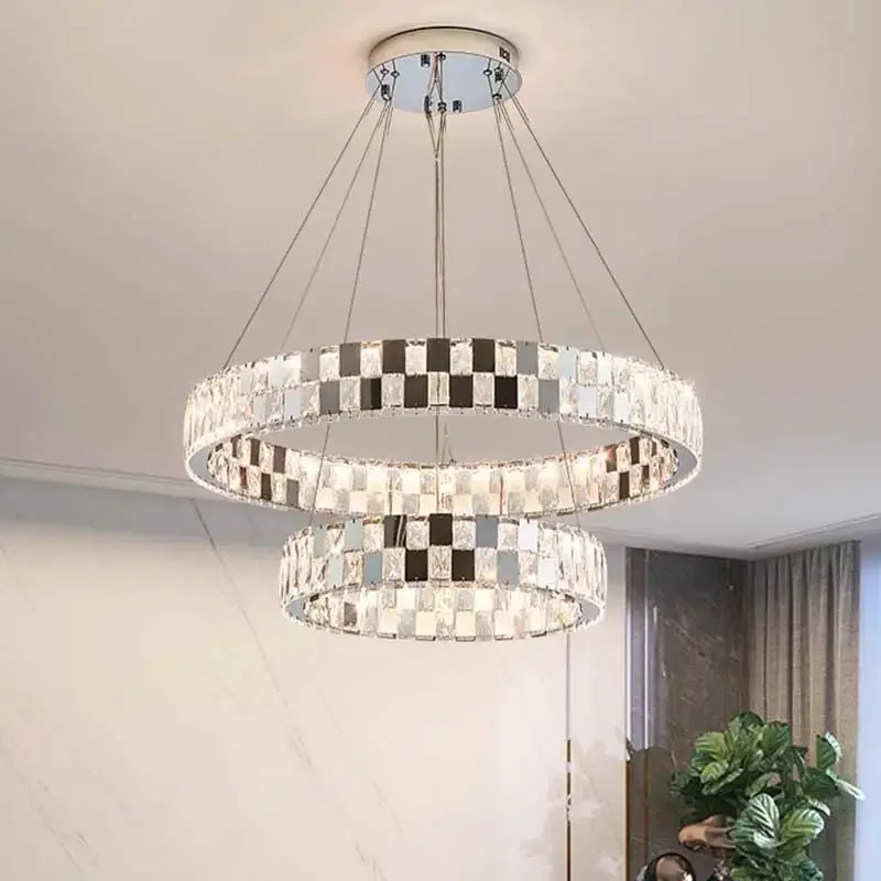 NewFrench Living Room Dining Room Crystal Chandelier Light Luxury Simple Atmosphere Whole House Lighting Pendant Light