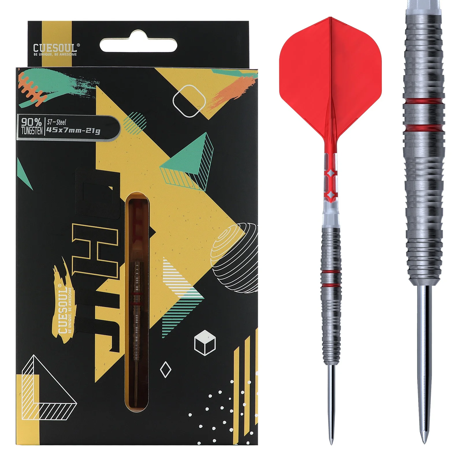 CUESOUL JIHO S7 21/23g Steel Tip 90% Tungsten Dart Set with ROST T19 Flights