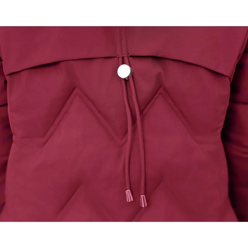 2023 New Women Down Cotton Coat Winter Jacket Female Thicken Below The Knees Pure Color Parkas Loose Outwear Fur Collar Overcoat