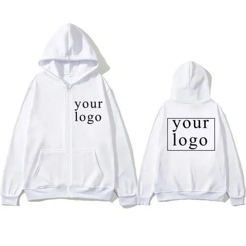 Imagen 2 del producto 2024 nueva moda tu propio diseño marca Logo/imagen personalizada en cualquier lugar hombres mujeres DIY cremallera cardigan Sudadera con capucha